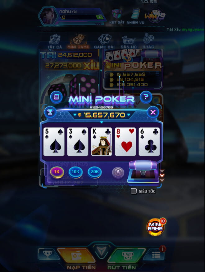 Mini Poker tại WIN79